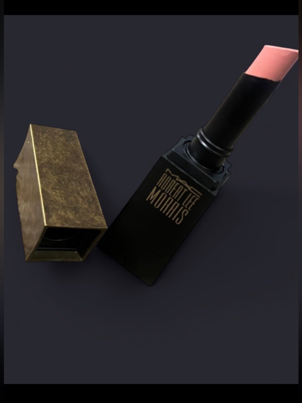 Robert Lee Morris Soft Peach-Pink Lipstick in Luxe Black & Gold Case